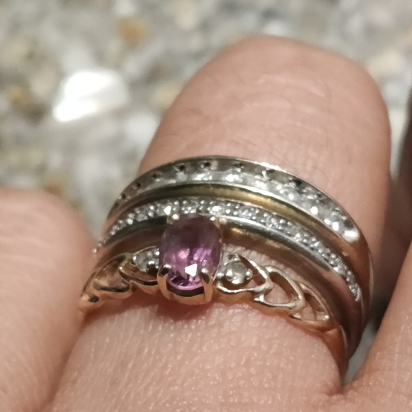 10k yellow gold with real diamond/amethyst 6.5 - Picture 11 of 11